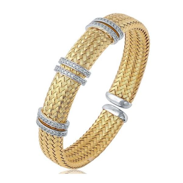 Charles Garnier 12mm Cuff with CZ Stations- Yellow Gold Finish Lumina Gem Wilmington, NC