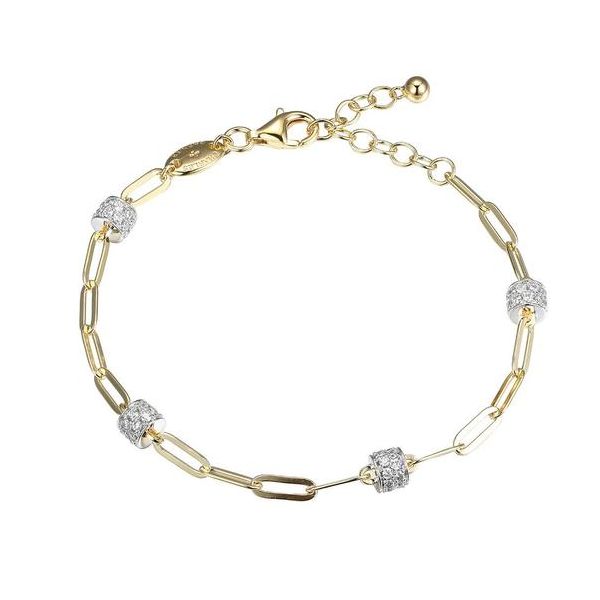 Charles Garnier Paperclip Bracelet with CZ Stations- Yellow Gold Finish Lumina Gem Wilmington, NC