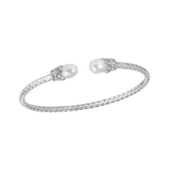 Charles Garnier 3mm Cuff with Freshwater Pearl and CZ End Caps Lumina Gem Wilmington, NC