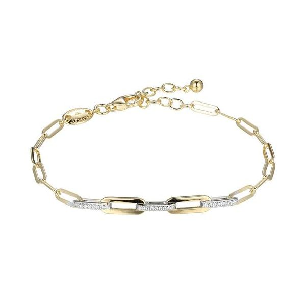 Charles Garnier Gold Plated Sterling Silver Paperclip Bracelet with CZ Stations Lumina Gem Wilmington, NC
