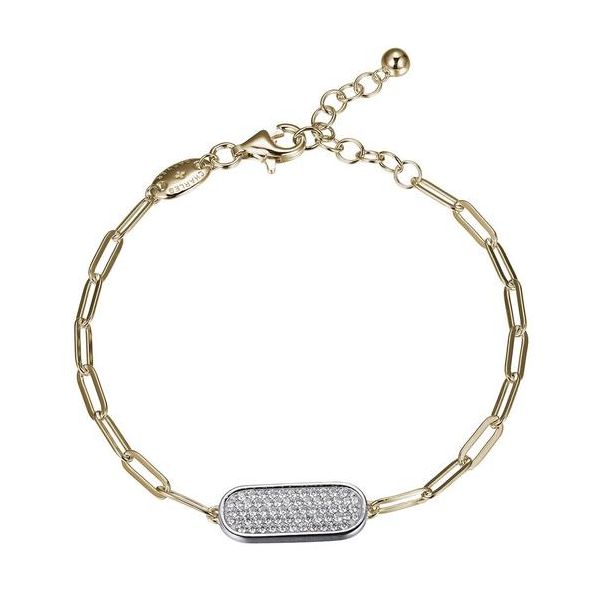 Charles Garnier Gold Plated Sterling Silver Paperclip Bracelet with CZ Oval Bar Lumina Gem Wilmington, NC