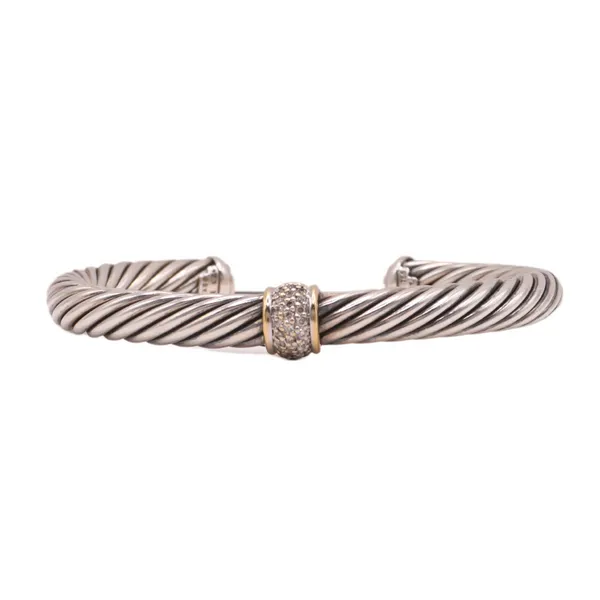 David Yurman 7mm Cable Cuff with a Diamond Center Station Lumina Gem Hampstead, NC