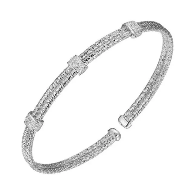 Charles Garnier Double Row Cuff with CZ Stations- Stelring Silver Lumina Gem Hampstead, NC
