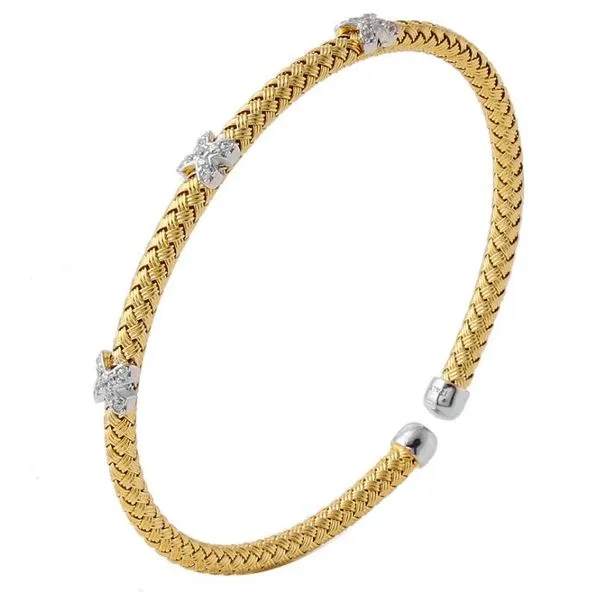 Charles Garnier 3 CZ X Station Cuff Bracelet- Sterling Silver Lumina Gem Hampstead, NC