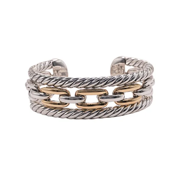 David Yurman 18k Yellow Gold and Sterling Silver Multi Layer Cuff Image 2 Lumina Gem Hampstead, NC