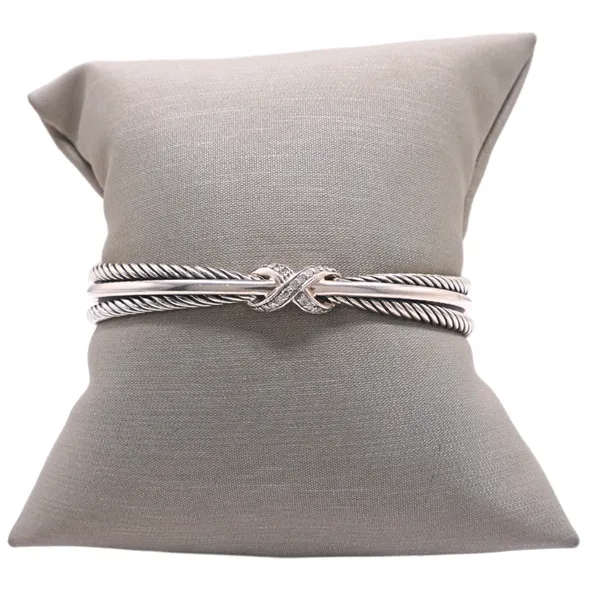 David Yurman Sterling Silver and Diamond X Cuff Lumina Gem Hampstead, NC