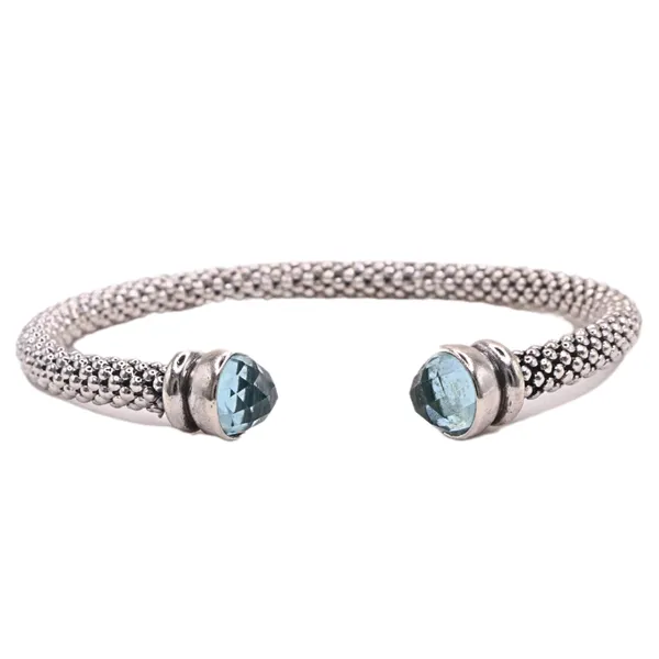 Gabrielle Cuff with Blue Topaz End Caps- Sterling Silver Lumina Gem Hampstead, NC