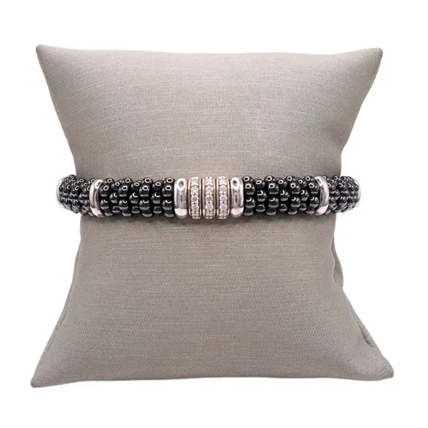 Lagos Caviar Sterling Silver and Black Ceramic Bracelet with Diamond Accents Lumina Gem Hampstead, NC