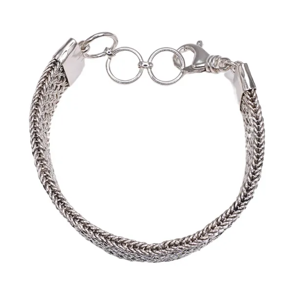 Wide Woven Sterling Silver Bracelet Image 2 Lumina Gem Hampstead, NC