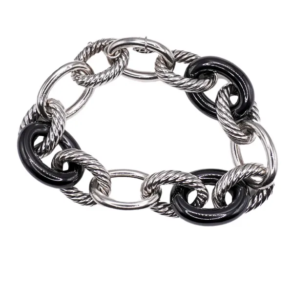 David Yurman Sterling Silver and Black Ceramic Link Bracelet Image 2 Lumina Gem Hampstead, NC