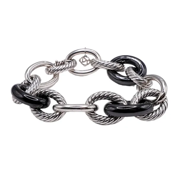 David Yurman Sterling Silver and Black Ceramic Link Bracelet Image 3 Lumina Gem Hampstead, NC