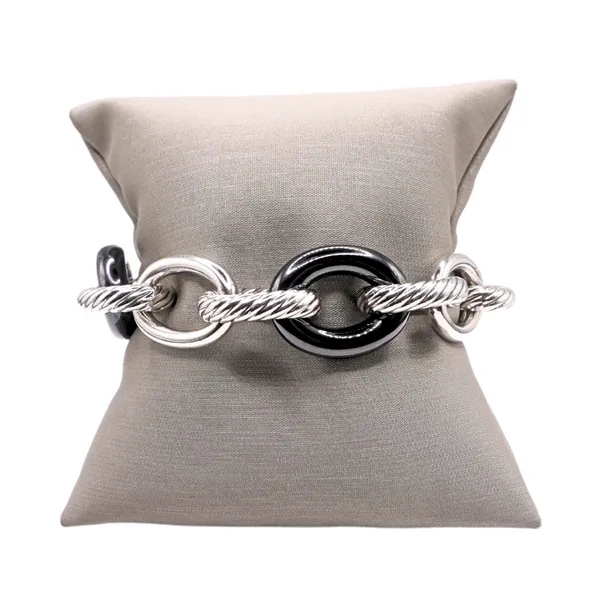 David Yurman Sterling Silver and Black Ceramic Link Bracelet Lumina Gem Hampstead, NC