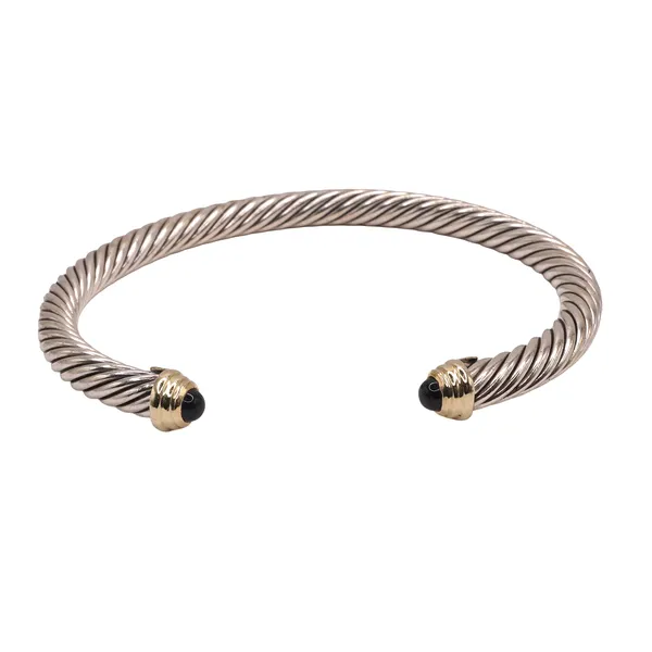 David Yurman Sterling Silver Cable Cuff with Amethyst and 14k Yellow Gold End Caps Lumina Gem Hampstead, NC