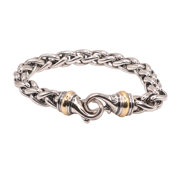 David Yurman Sterling Silver Wheat Bracelet with 14k Yellow Gold Accents Lumina Gem Wilmington, NC