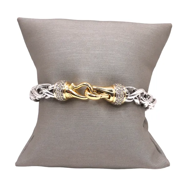 David Yurman Sterling Silver Bracelet with Diamonds and 18k Yellow Gold Buckle Clasp Lumina Gem Hampstead, NC