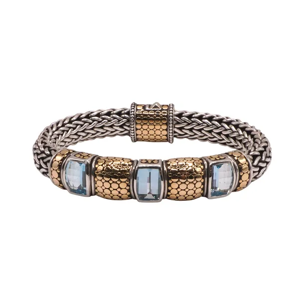 John Hardy Dots Sterling Silver and 18k Yellow Gold Blue Topaz Bracelet Lumina Gem Hampstead, NC