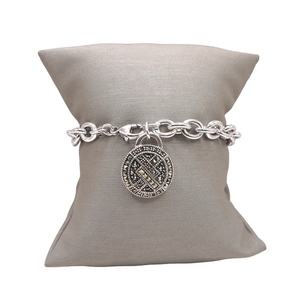 Judith Jack Sterling Silver Marasite Medalian Link Bracelet Lumina Gem Hampstead, NC