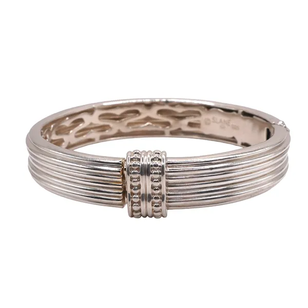 Slane Sterling Silver Ridged Bangle with Beaded Clasp Image 2 Lumina Gem Wilmington, NC