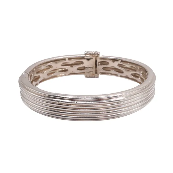 Slane Sterling Silver Ridged Bangle with Beaded Clasp Lumina Gem Wilmington, NC