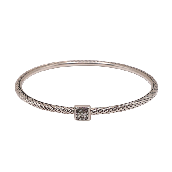 David Yurman Sterling Silver Confetti Cable Classic Bangle with Diamond Station Image 2 Lumina Gem Wilmington, NC