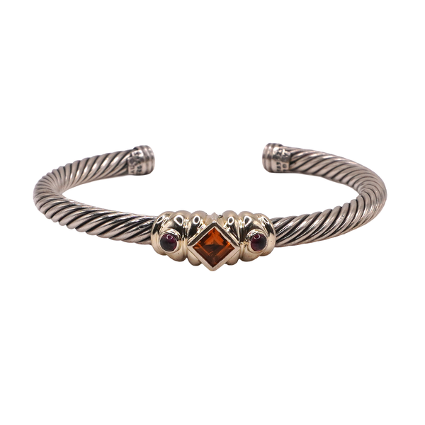 David Yurman Renaissance Citrine and Tourmaline Cable Cuff with 14k Yellow Gold Accents Lumina Gem Wilmington, NC
