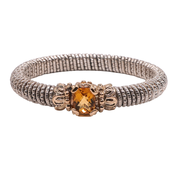 Vahan Citrine Sterling Silver Bangle with 14k Yellow Gold Accents Lumina Gem Wilmington, NC
