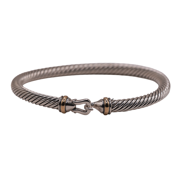 David Yurman Sterling Silver Hook Cable Bangle with Gold Accents Lumina Gem Wilmington, NC