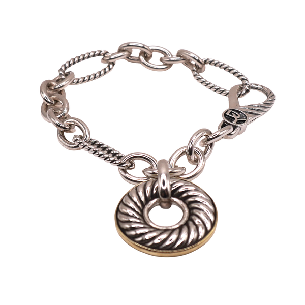 David Yurman Sterling Silver Carved Cable Disk Bracelet Image 2 Lumina Gem Wilmington, NC