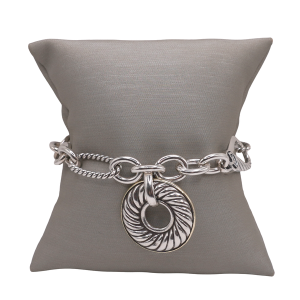 David Yurman Sterling Silver Carved Cable Disk Bracelet Lumina Gem Wilmington, NC