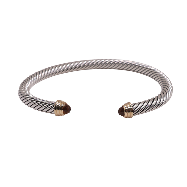 David Yurman Sterling Silver Cable Cuff with Citrine and 14k Yellow Gold End Caps Lumina Gem Wilmington, NC