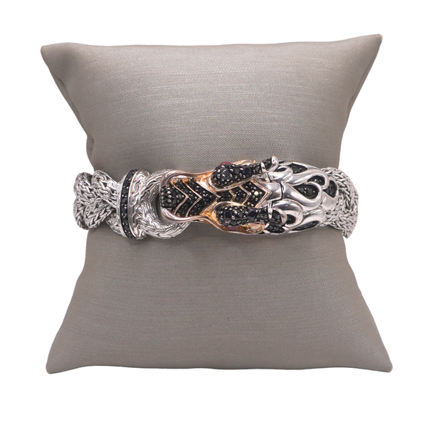 John Hardy Sterling Silver Naga Dragon Bracelet with Black Sapphires and Ruby Eyes Lumina Gem Wilmington, NC