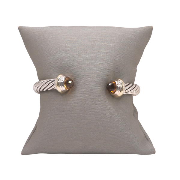 David Yurman Sterling Silver Cable Cuff with Citrine and 14k Yellow Gold End Caps Lumina Gem Wilmington, NC