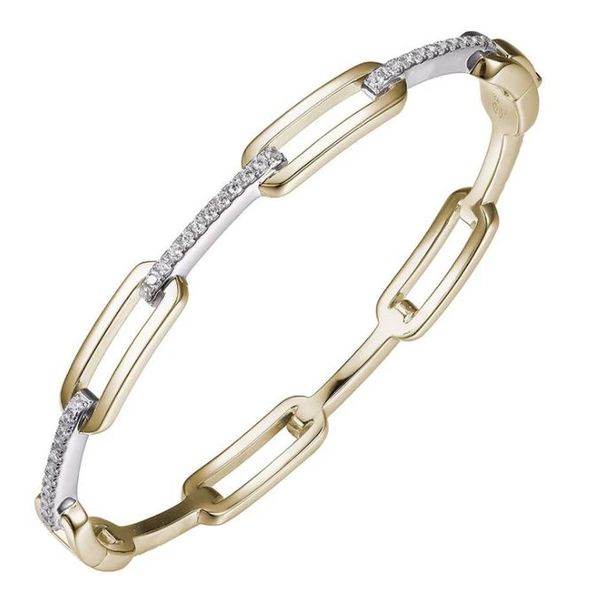 Charles Garnier Paperclip and CZ Accented Hinged Bangle- Stelring Silver Lumina Gem Wilmington, NC