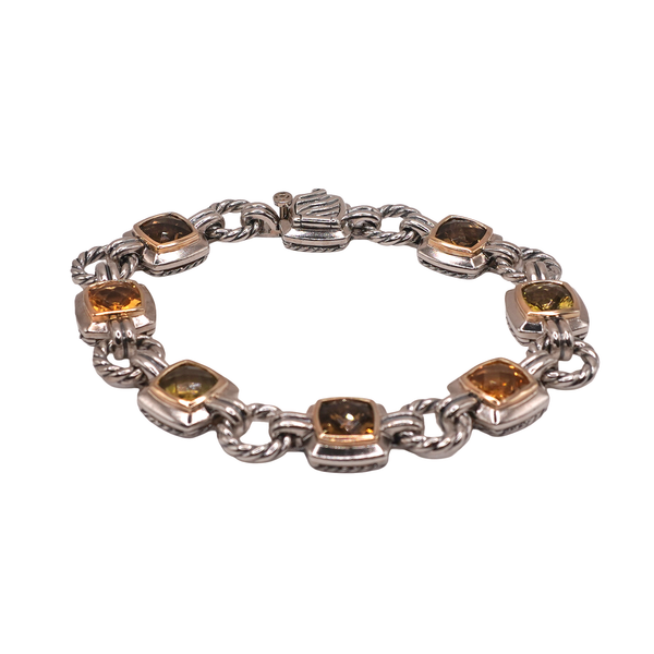 David Yurman Multistone and Sterling Silver Renaissance Link Bracelet Image 2 Lumina Gem Wilmington, NC