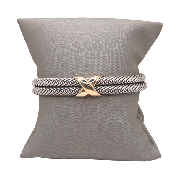 David Yurman Sterling Silver and 14k Yellow Gold X Double Row Cuff Lumina Gem Wilmington, NC