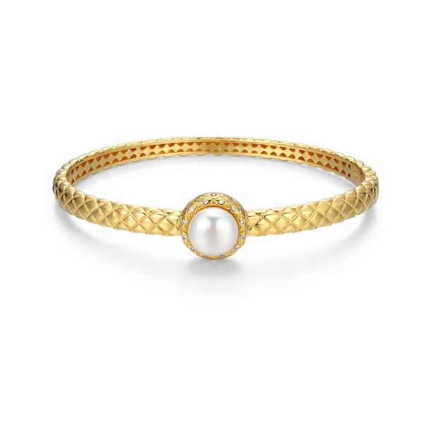 Charles Garnier Mabe and CZ Hinged Bangle- Gold Plated Sterling Silver Lumina Gem Wilmington, NC