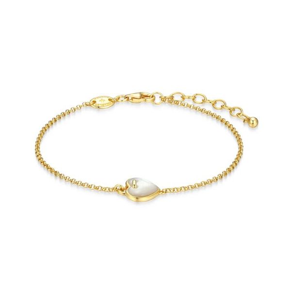 Charles Garnier Mother of Pearl Heart Station Bracelet- Gold Plated Sterling Silver Lumina Gem Wilmington, NC