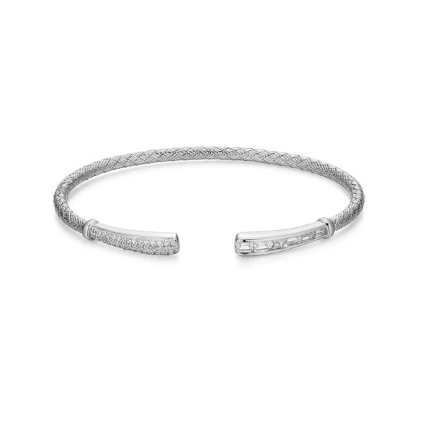 Charles Garnier Cuff with CZ End Caps- Rhodium Plated Sterling Silver Lumina Gem Wilmington, NC