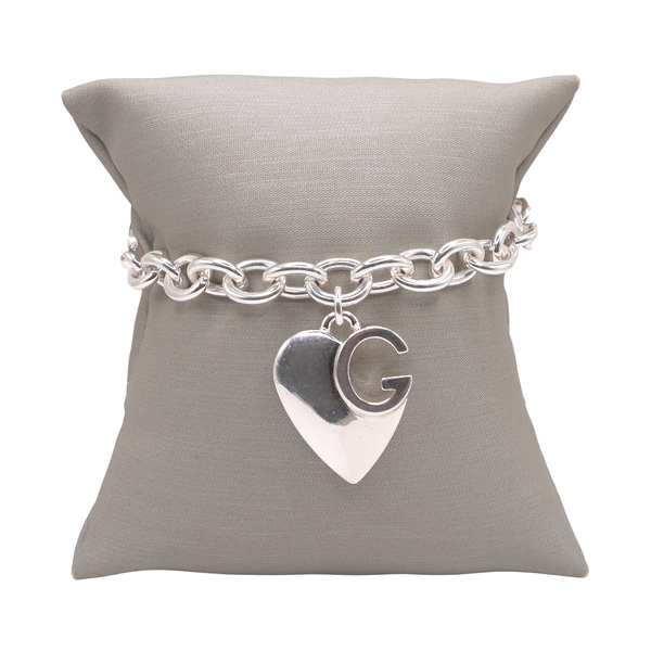 Gucci Sterling Silver Link Bracelet with Heart Charm Lumina Gem Wilmington, NC