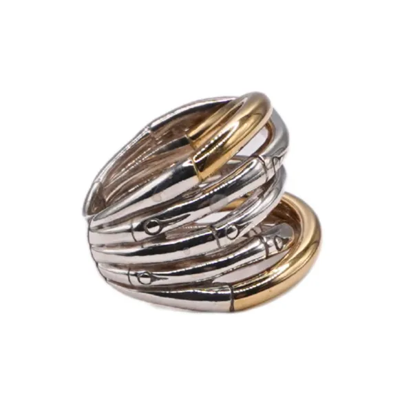 John Hardy 18k Yellow Gold and Sterling Silver Bamboo Crossover Ring Image 2 Lumina Gem Wilmington, NC