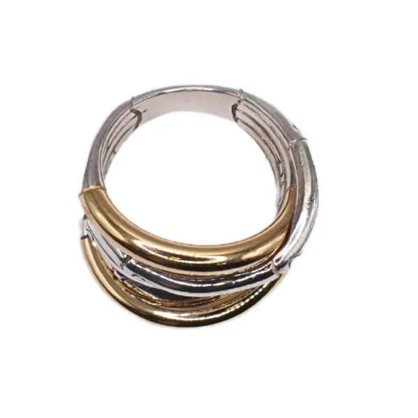 John Hardy 18k Yellow Gold and Sterling Silver Bamboo Crossover Ring Image 3 Lumina Gem Wilmington, NC