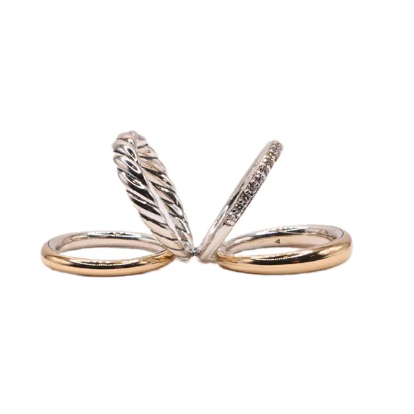 David Yurman Sterling Silver and Diamond Band and 18k Yellow Gold Ring Image 2 Lumina Gem Wilmington, NC