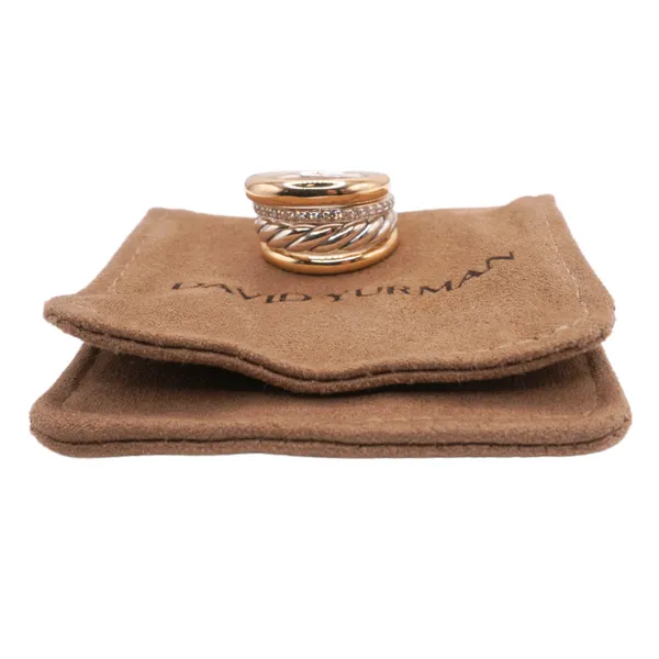 David Yurman Sterling Silver and Diamond Band and 18k Yellow Gold Ring Image 3 Lumina Gem Wilmington, NC