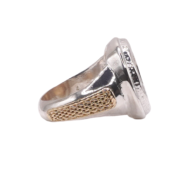 Sterling Silver and 14k Yellow Gold Atocha Replica Coin Ring Image 2 Lumina Gem Wilmington, NC