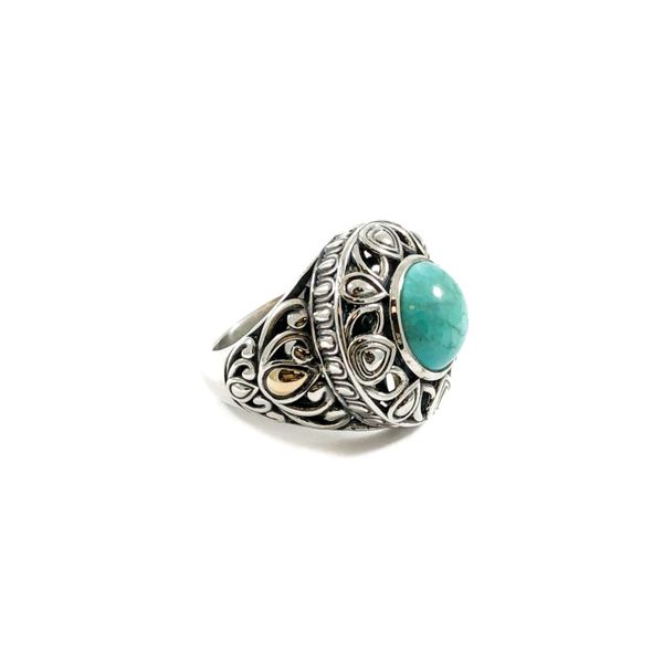 Angela by John Hardy Turquoise Ring - Sterling Silver and Yellow Gold Image 2 Lumina Gem Wilmington, NC