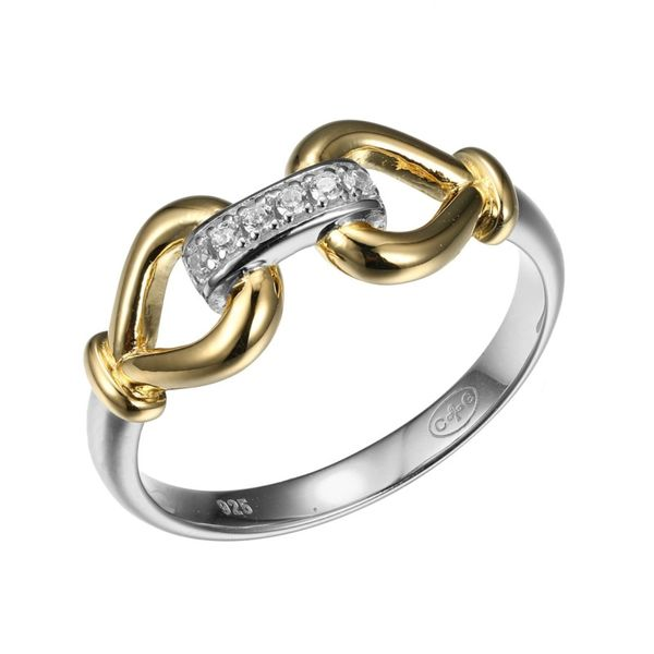 Charles Garnier Two Tone Love Loops CZ, Sterling Silver, and Gold Plated Ring Lumina Gem Wilmington, NC
