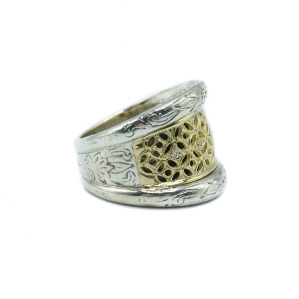 Konstantino Sterling Silver and Yellow Gold Ring with Diamond Accents Image 2 Lumina Gem Wilmington, NC