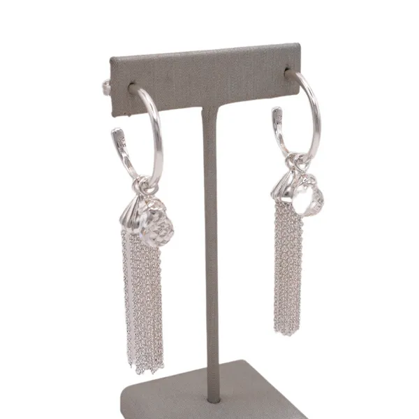 Slane Tassle Hoop Earrings with Faceted Clear Quartz Drop Lumina Gem Wilmington, NC