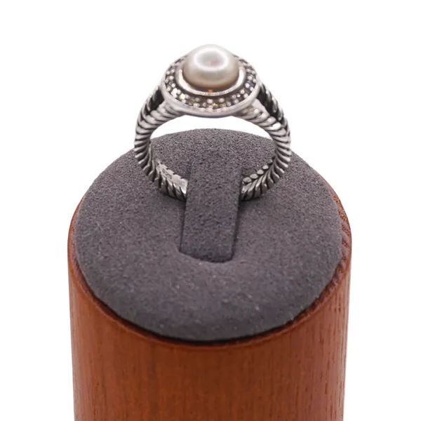 David Yurman Pearl and Diamond Albion Sterling Silver Ring Image 2 Lumina Gem Hampstead, NC