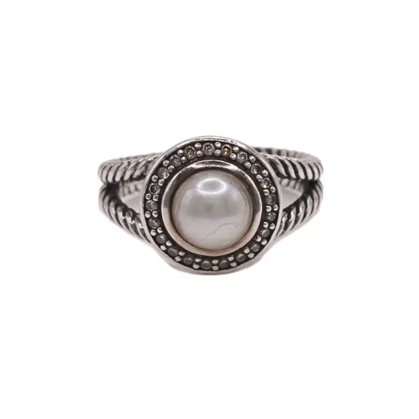 David Yurman Pearl and Diamond Albion Sterling Silver Ring Lumina Gem Hampstead, NC